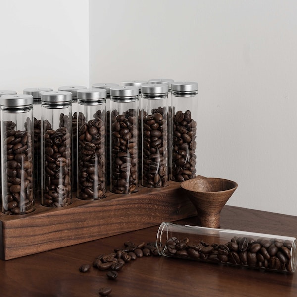 Walnut Caddy 20g Coffee Beans Storage / Tube/ Cellar / Vial / Vault Single Dosing