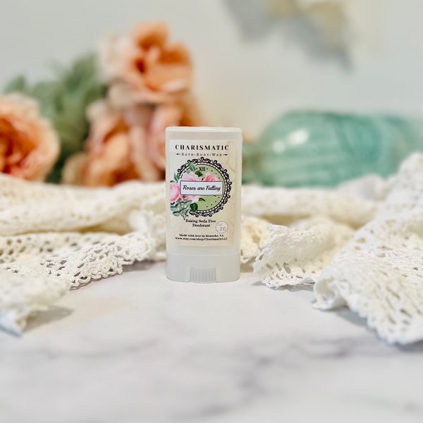 Roses are Falling, Handmade, Natural Deodorant, Baking Soda Free, Sensitive Skin, Aluminum Free, Travel Size Deodorant