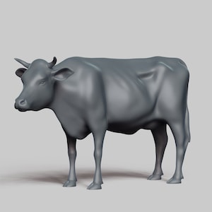Koe STL-bestand 3D Print Model Pose 02