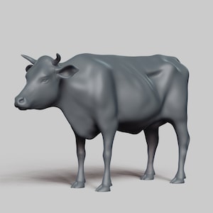 Koe STL-bestand 3D Print Model Pose 03
