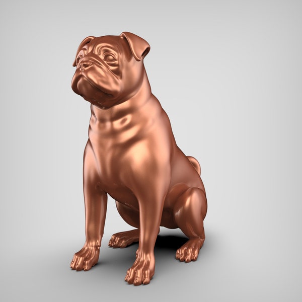 Pug Dog STL File 3D Print Model Pose 03