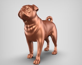 Pug Dog STL File 3D Print Model Pose 02