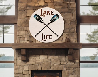 Lake House Wall Decor Laser Engraved Round Wood Sign, Lake Life, Family Sign, Housewarming Gift, Realtor Gift, Houseboat Decor, Rustic Sign