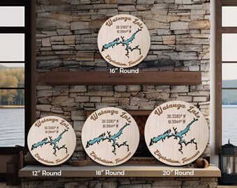 Custom 3D Lake Map Round Wood Sign for Wall, Lake House Mantle Decor, Housewarming, Personalized Gift for Him or Her, Realtor Closing Gift