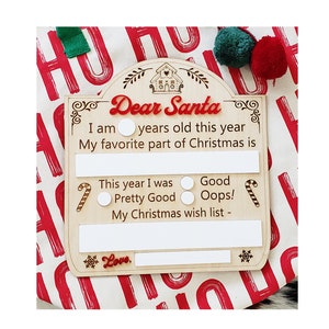 Dear Santa Letter Sign, Christmas Reusable Dry Erase Board, Holiday Milestones Keepsake, Photo Prop for Boys or Girls