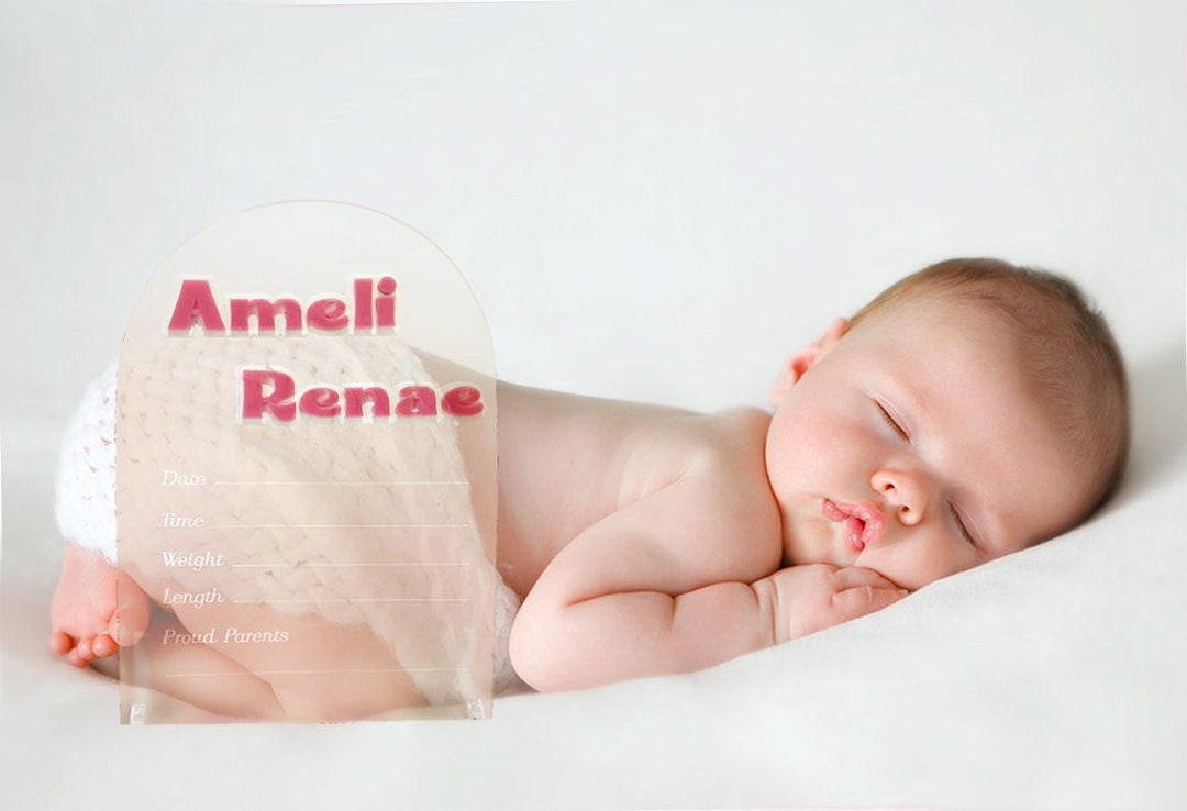 Custom Acrylic Baby Name Birth Stats Sign, Newborn Hospital Plaque ...