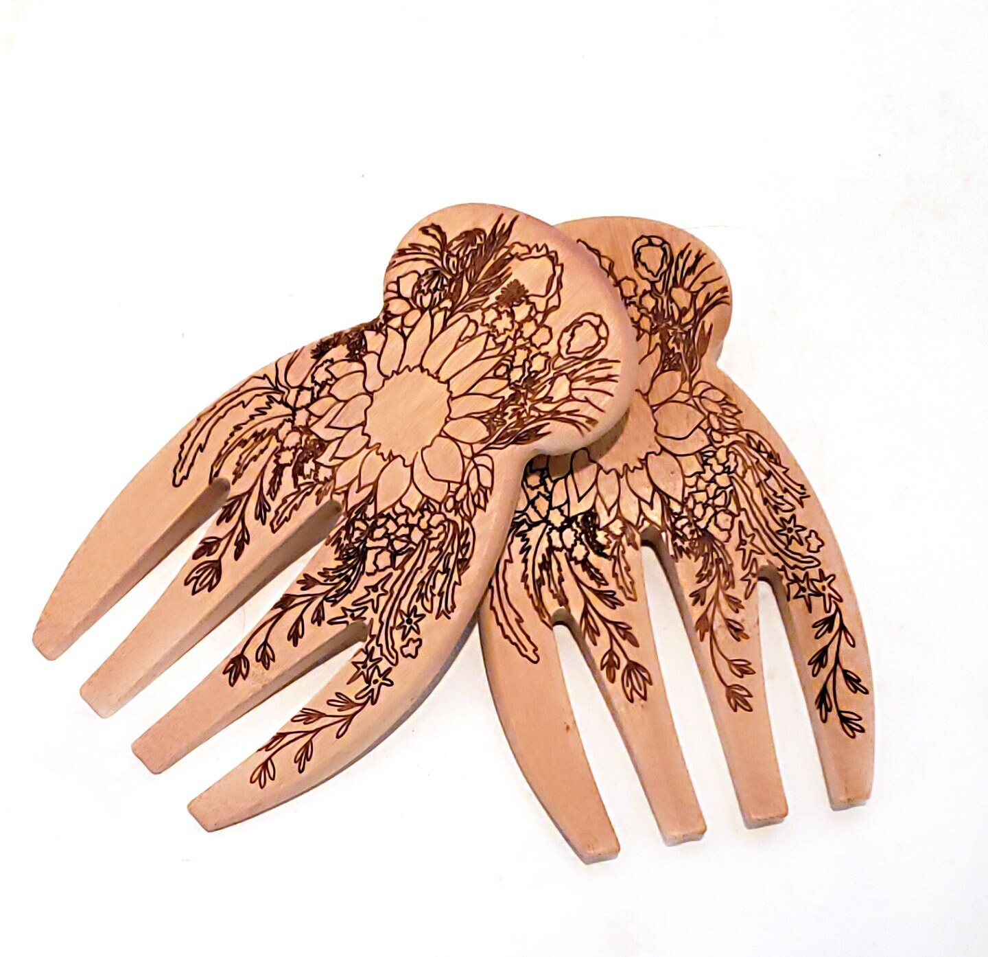 Toss Salad Hands Pasta Server Set Engraved Salad & Pasta Tongs