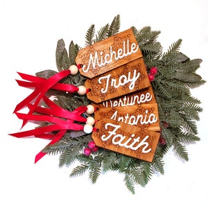 Christmas Stocking Name Tags for Pets, Custom Engraved Wood Pet Name Ornament, Personalized Christmas Gift Tag, Holiday Name Ornament Decor