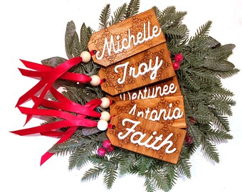 Christmas Stocking Name Tags for Pets, Custom Engraved Wood Pet Name Ornament, Personalized Christmas Gift Tag, Holiday Name Ornament Decor