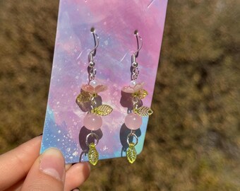 Pendientes colgantes de nenúfar rosa