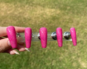 Uñas postizas reutilizables que cambian de color de rosa a plata