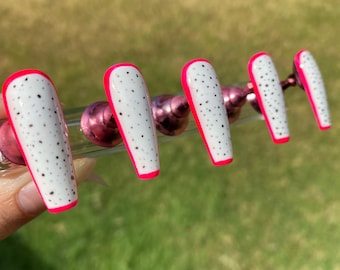 Uñas postizas reutilizables con forma de fruta del dragón