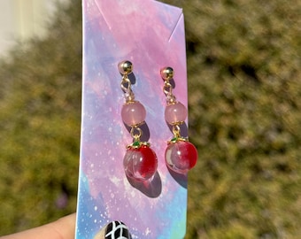 Pendientes colgantes de melocotón dorado