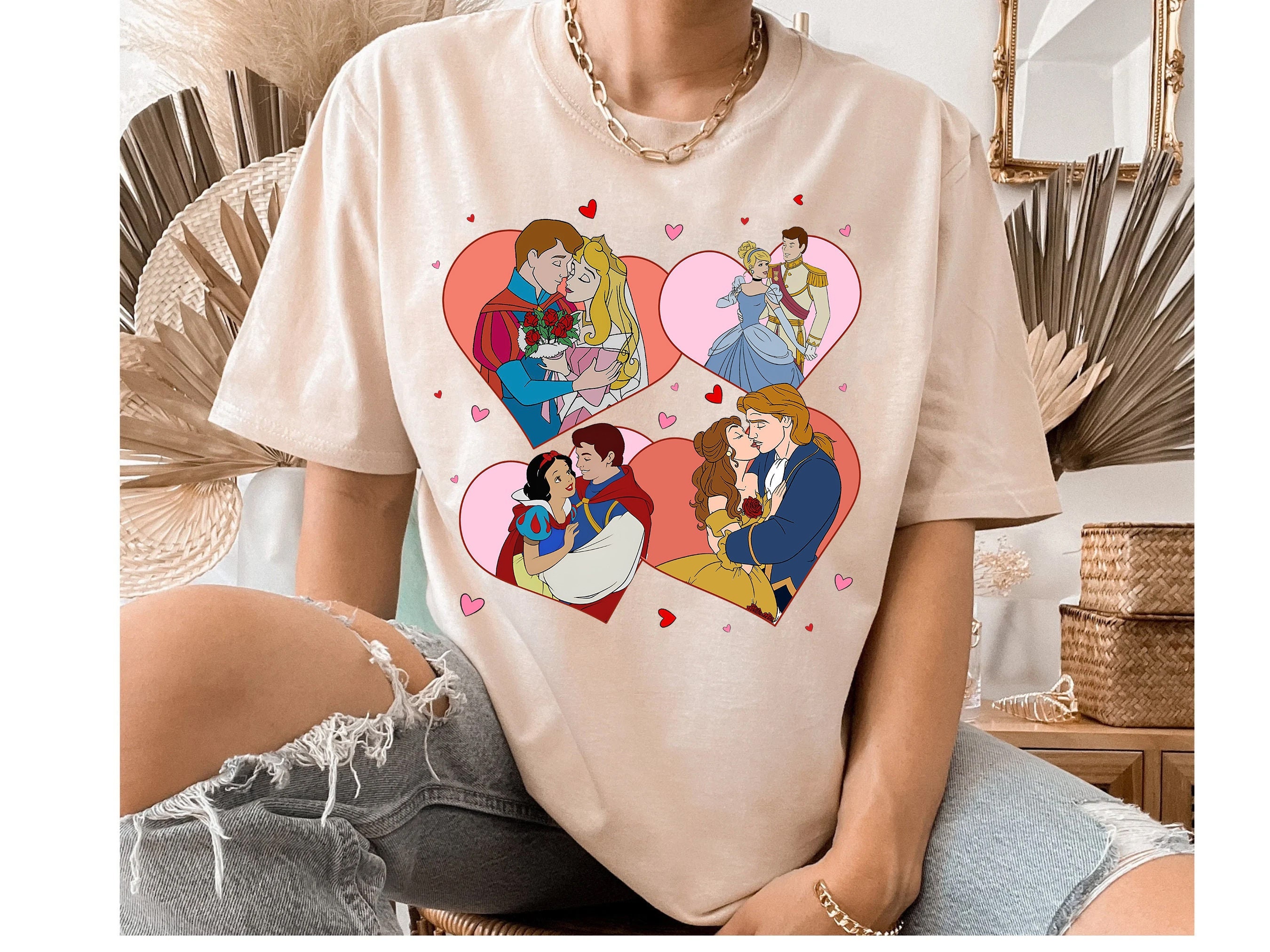 Discover Disneyland Valentine Prinzessin Paare T-Shirt