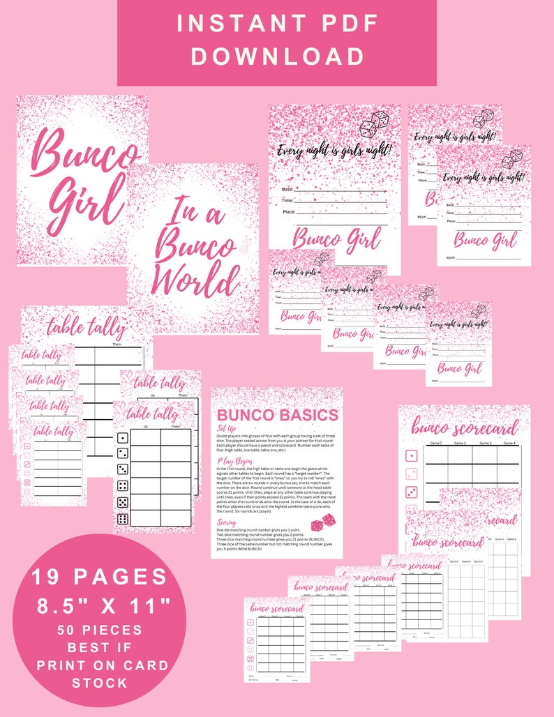 Bunco Girl, Digital File, Barbie, Pink, Printable Bunco, Girls Night - Etsy