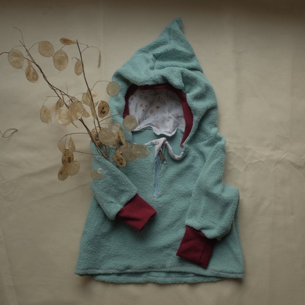 Teddy fleece mint baby sweater "Janosch"