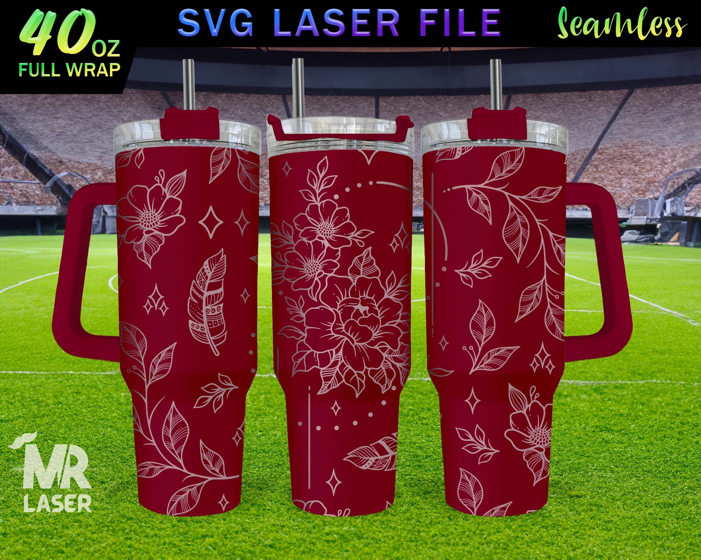 Boho Floral Laser Engraved Full Wrap Design for 40oz Tumbler, Boho ...