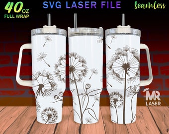 Daisy Laser Engraved Full Wrap Design for 40 Oz Tumbler, Tumbler Wrap ...