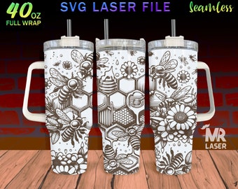 Honeycomb Bee 40oz Tumbler Wrap: Laser Engraved SVG (Digital File)