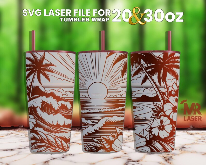 Hawaiian Tumbler Wrap SVG: Laser Engraved Design (20 & 30 Oz) - Etsy