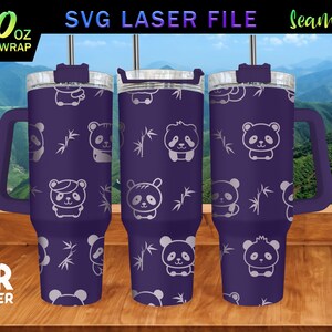 Cute Panda Laser Engraved Full Wrap Design for 40 Oz Tumbler, Cute ...