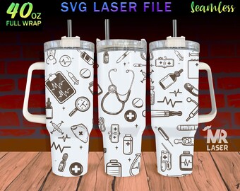 Nurse Life Tumbler Wrap: Laser Engraved Design for 40oz Tumbler (SVG File)