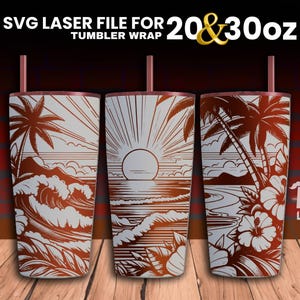 Hawaiian Laser Engraved full Wrap Design For 30 and 20 oz Tumbler, Hawaiian SVG Laser File, Hawaiian Tumbler Wrap For Laser Rotary Machine