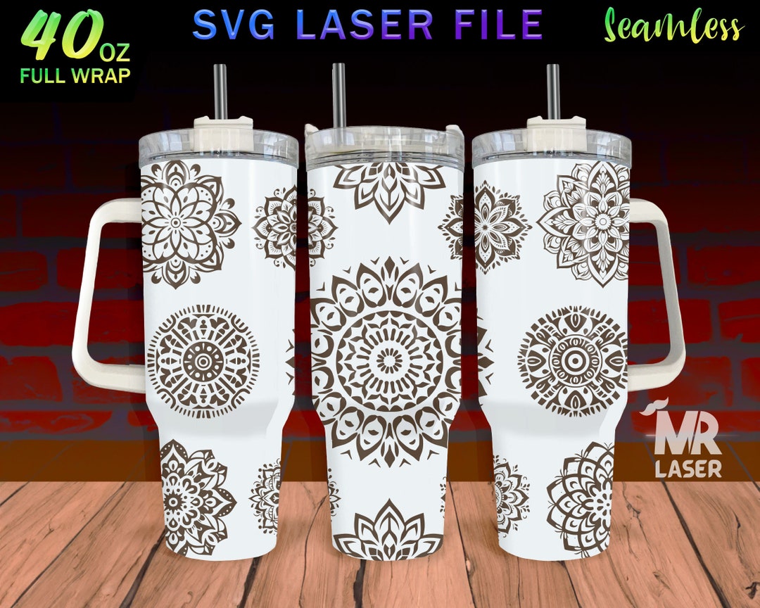 Mandala Laser Engraved Full Wrap Design For 40oz Tumbler Mandala SVG 
