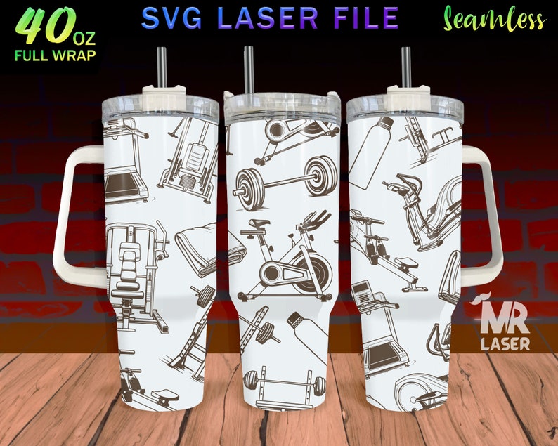 Gym Laser Engraved Full Wrap Design for 40 Oz Tumbler, Sport SVG Laser ...