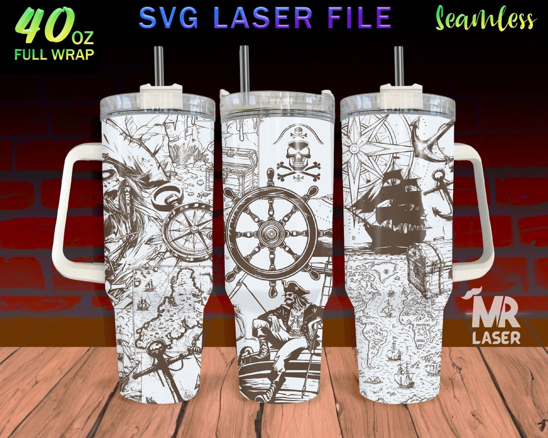Pirate Laser Engraved Full Wrap Design for 40 Oz Tumbler, Pirate ...