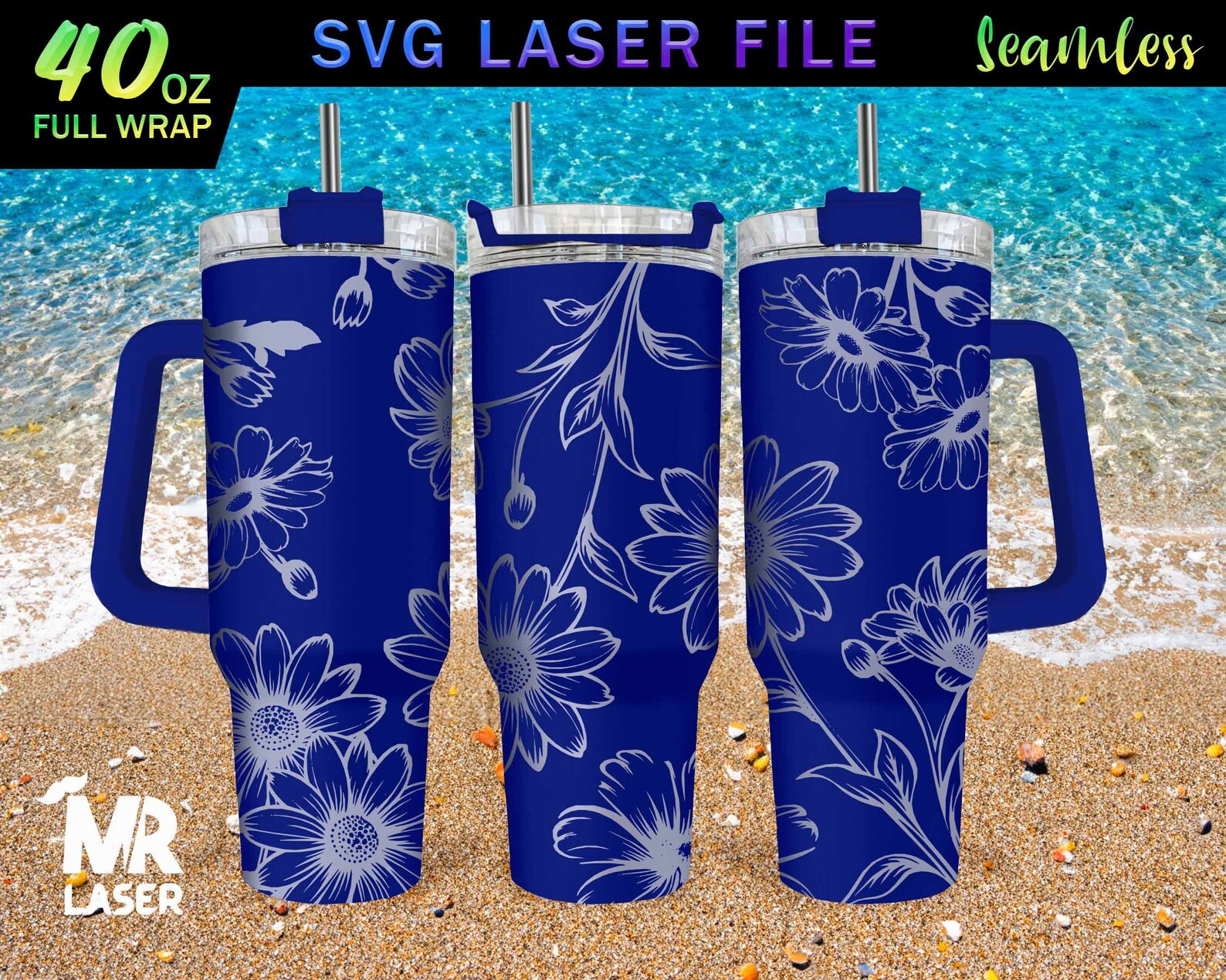 Daisy Laser Engraved Full Wrap Design for 40 Oz Tumbler, Tumbler Wrap ...