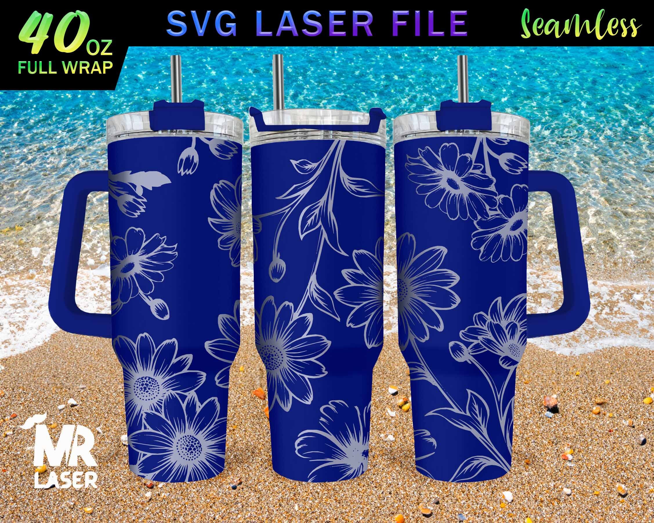 Daisy Laser Engraved Full Wrap Design for 40 Oz Tumbler, Tumbler Wrap ...