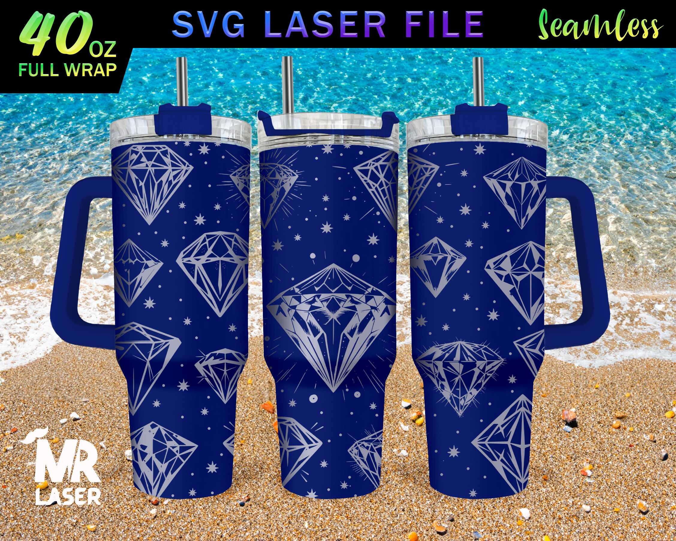 Diamond Laser Engraved Full Wrap Design for 40oz Tumbler, Diamond SVG