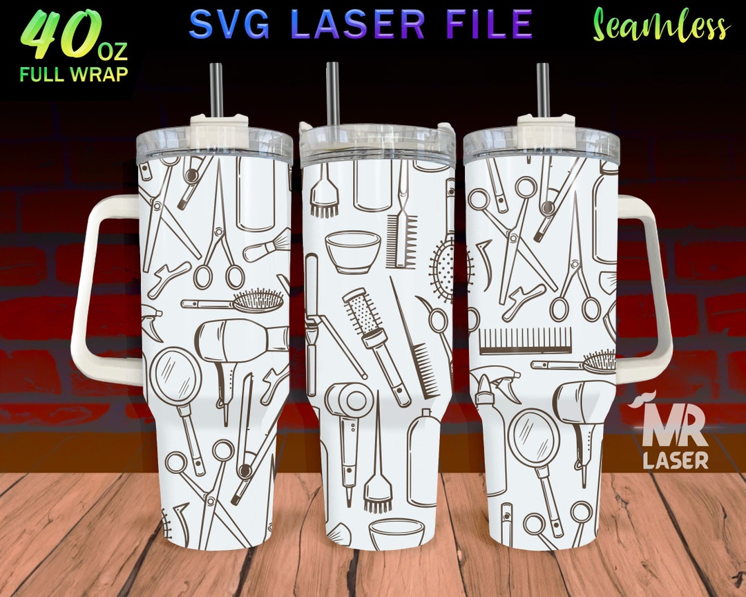 Salon Laser Engraved Full Wrap Design for 40 Oz Tumbler, Salon Doodle ...