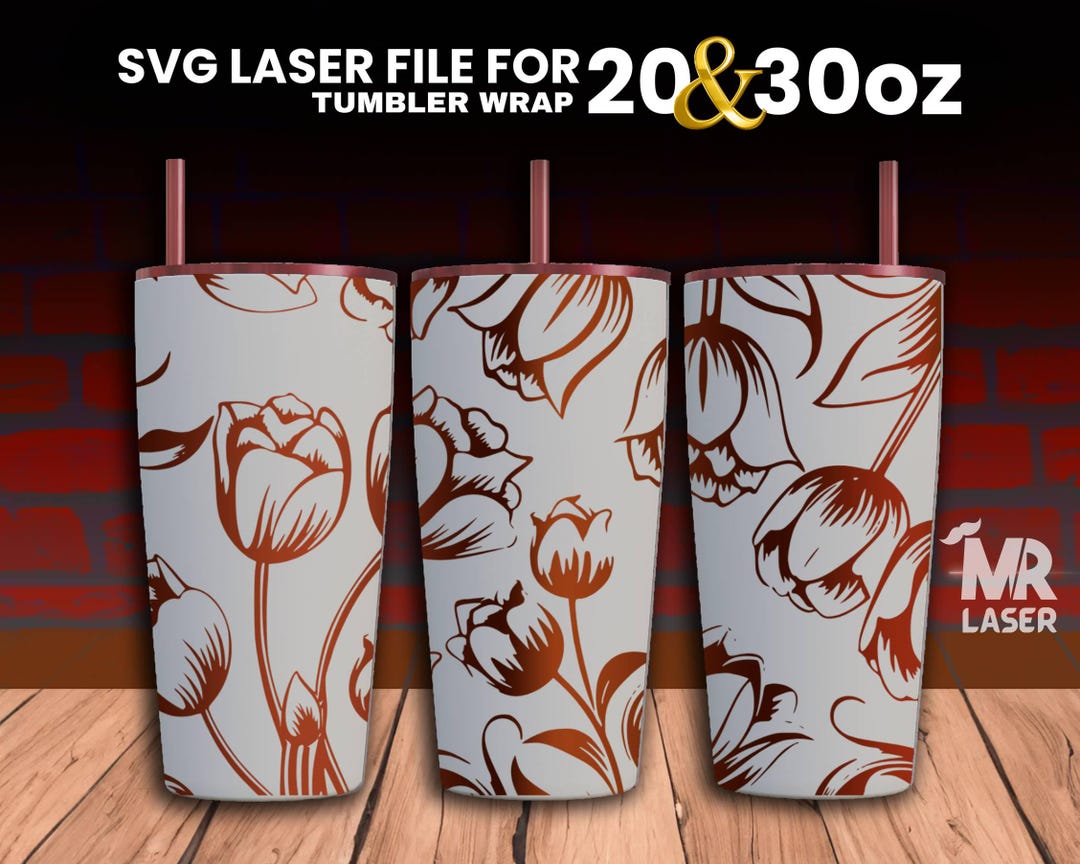 Tulip Laser Engraved Tumbler Wrap: Seamless SVG File (20 & 30 Oz) - Etsy