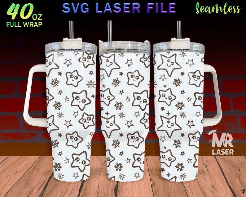 Stars Laser Engraved Full Wrap Design for 40 Oz Tumbler, Stars Doodle ...