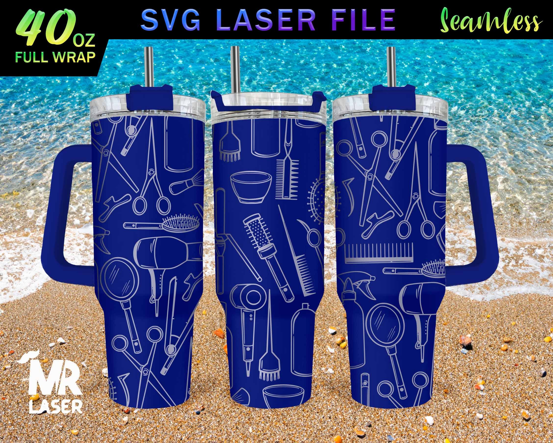 Salon Laser Engraved Full Wrap Design for 40 Oz Tumbler, Salon Doodle ...