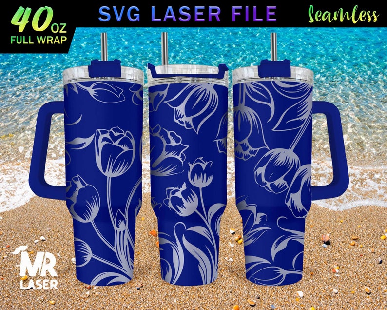 Tulip Laser Engraved Full Wrap Design for 40 Oz Tumbler, Tumbler Wrap ...