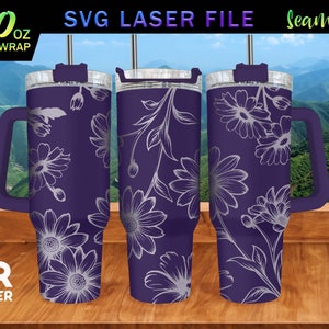 Daisy Laser Engraved Full Wrap Design for 40 Oz Tumbler, Tumbler Wrap ...