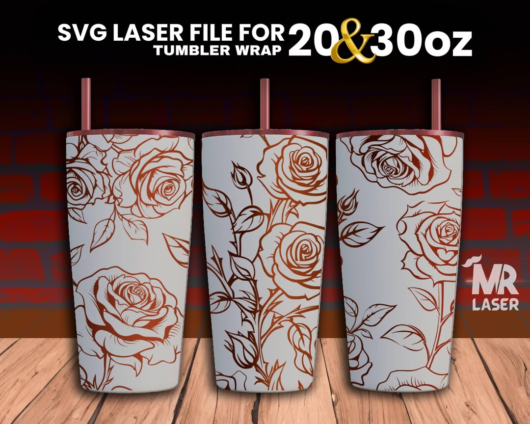 Rose Laser Engraved Tumbler Wrap: Seamless SVG File (20 & 30 Oz) - Etsy