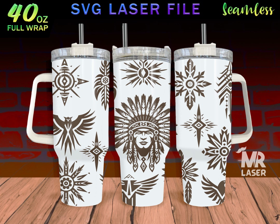 Native American Laser Engraved Full Wrap Design for 40 Oz Tumbler ...