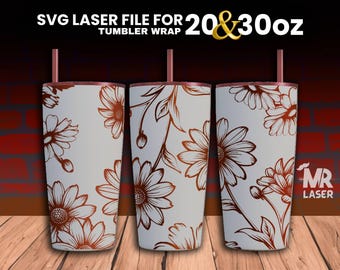 Involucro per bicchiere con incisione laser Daisy: file SVG da 20 oz e 30 oz