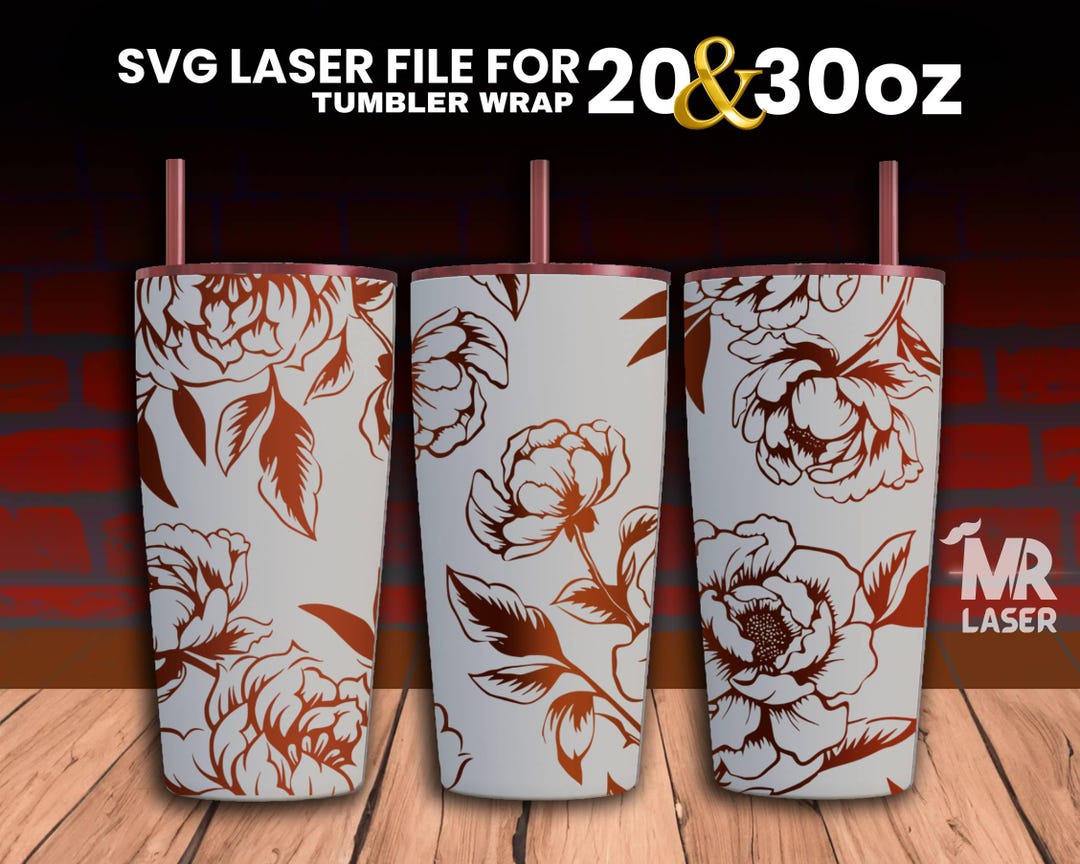 Peony Laser Engraved Tumbler Wrap: Seamless SVG File (20 & 30 Oz) - Etsy