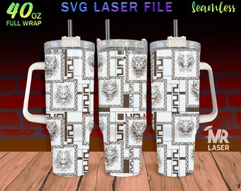 Dragon Head Laser Engraved full Wrap Design For 40oz Tumbler, Dragon SVG Laser File, Dragon Tumbler Wrap For Laser Rotary Machine