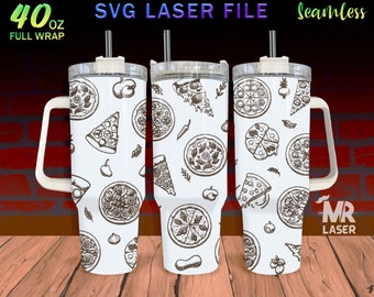 Pizza Tumbler Wrap: Laser Engraved Design for 40oz Tumbler (SVG File)