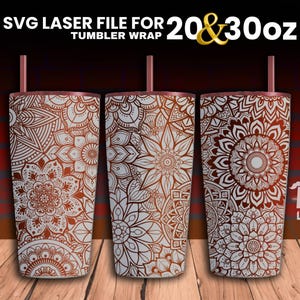 Mandala v3 Laser Engraved full Wrap Design For 30 and 20 oz Tumbler, Mandala Tumbler Wrap For Laser Rotary Machine, Mandala SVG File