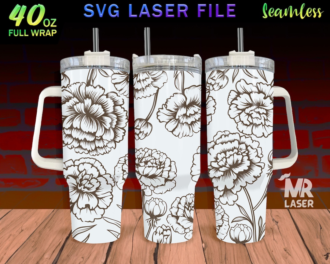 Marigold Laser Engraved Full Wrap Design for 40 Oz Tumbler, Tumbler ...