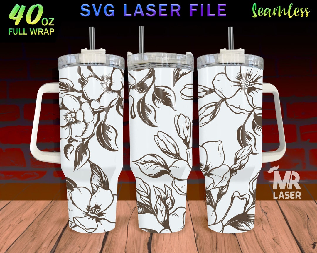 Gardenia Laser Engraved Full Wrap Design for 40 Oz Tumbler, Tumbler ...