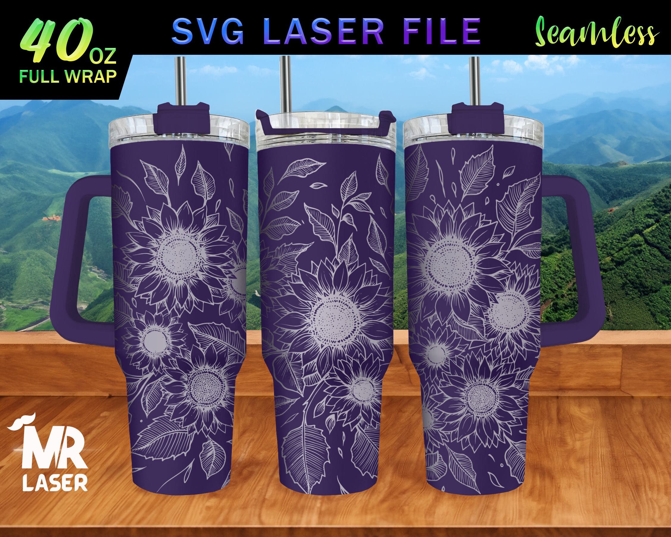 Sunflower V3 Laser Engraved Full Wrap Design for 40 Oz Tumbler, Tumbler ...
