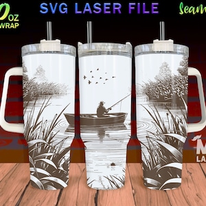Envoltura para vaso de pesca SVG: Diseño grabado a láser para vaso de 40 oz (archivo digital)